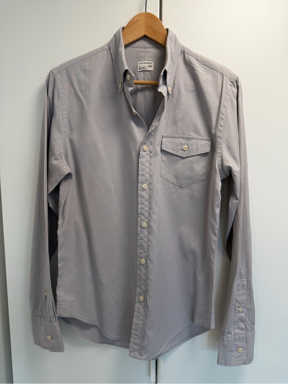 Vintage Early 2000’s Club Monaco Men’s Light Gray Button-Down Shirt